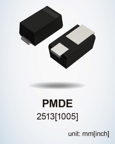 Rohm 2.5mm×1.3mm小型“PMDE封装”二极管（SBD/FRD/TVS） 产品阵容进一步扩大，助力应用产品实现小型化